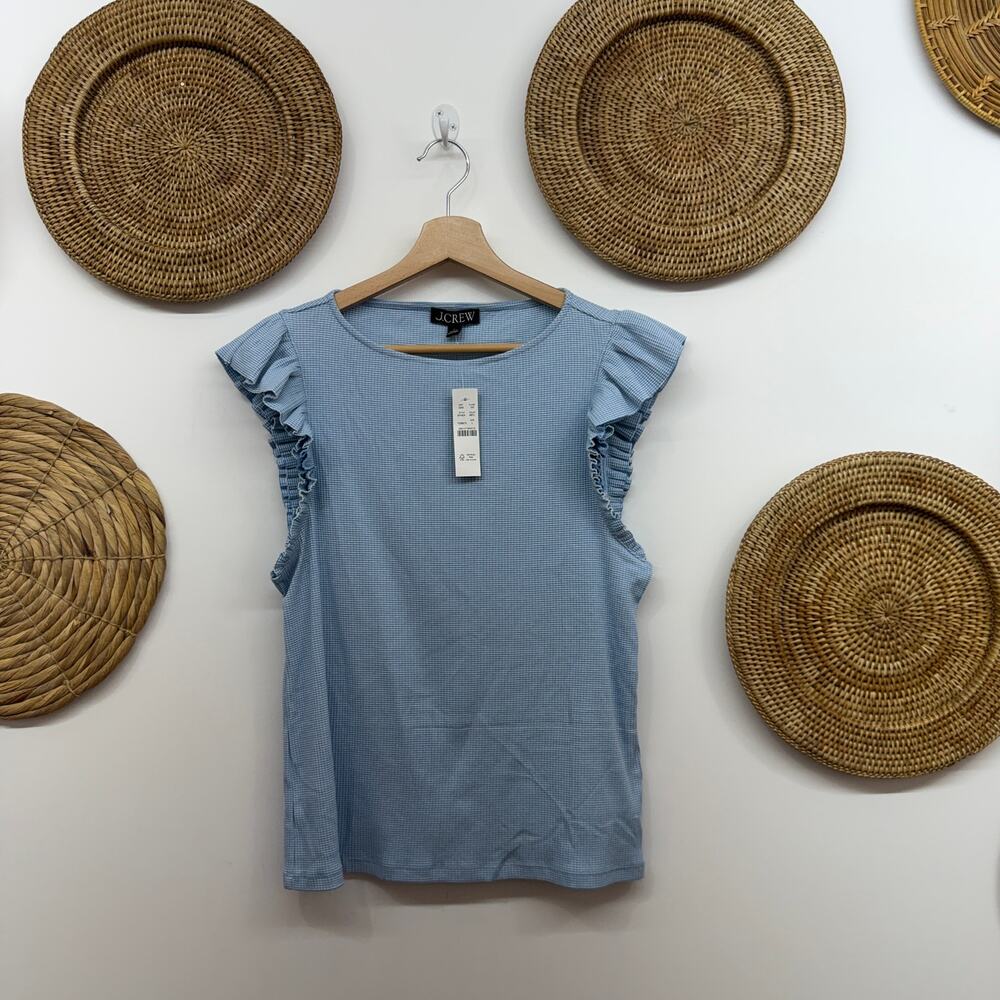 NEW J. Crew Rib Ruffle Boat Neck Tank Top Large - Picture 2 of 5